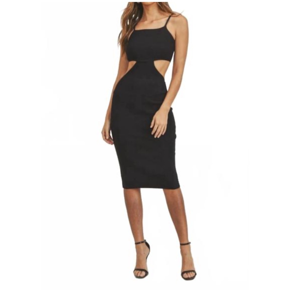 Mable Black Knit Cut-out Midi Dress